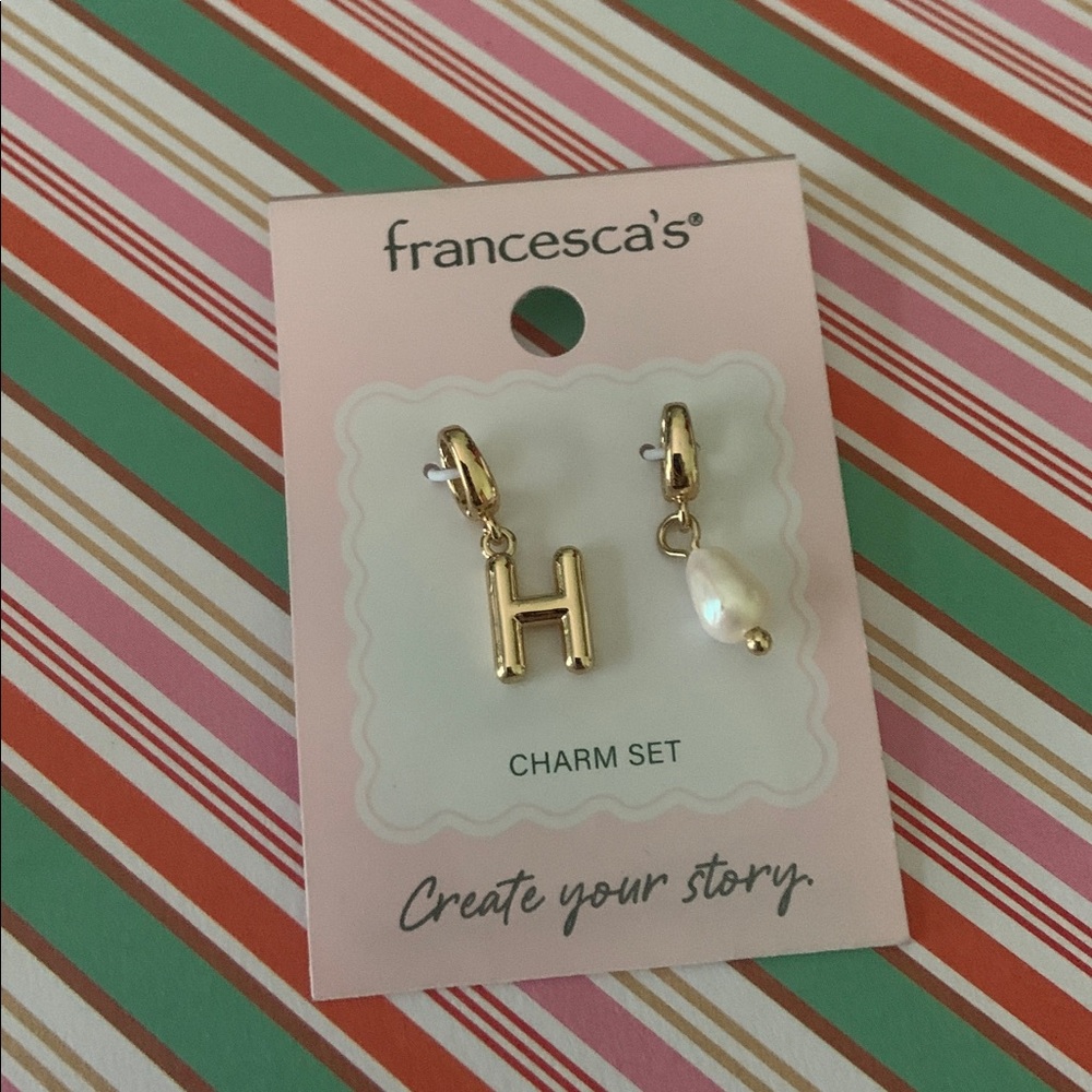 Francesca’s Charm Set- Letter H, pearl set